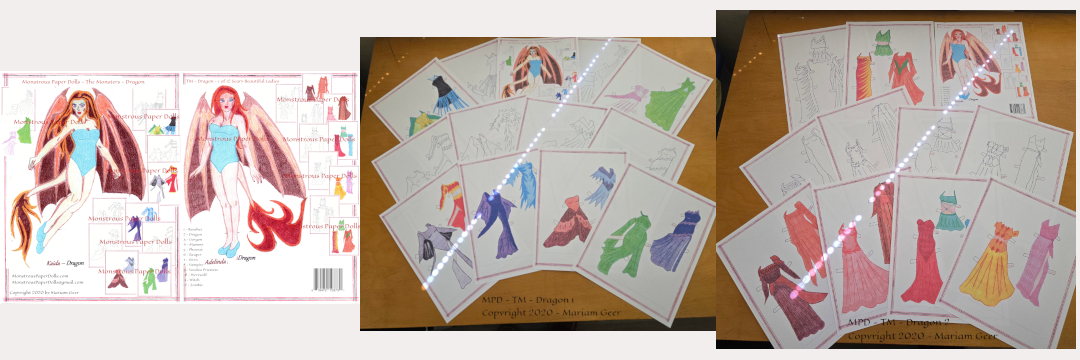 Dragon paper dolls and clothes