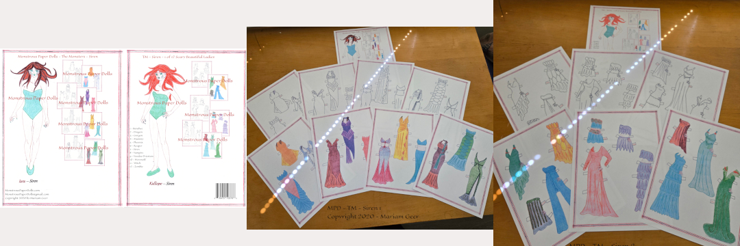 Siren paper dolls and clothes